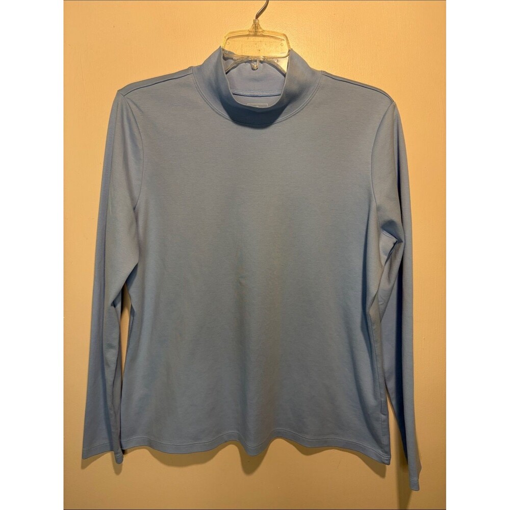 L.L.Bean 100% Supima Cotton Mock Neck Long Sleeve Basic Top Size XL